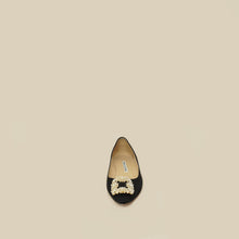 Manolo Blahnik Black Satin Hangisi Flats 38