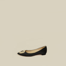 Manolo Blahnik Black Satin Hangisi Flats 38