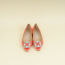 Manolo Blahnik Peach Hangisi Crystal Ballerina Flat 38