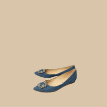 Manolo Blahnik Blue Denim Hangisi Flats 39