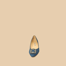Manolo Blahnik Blue Denim Hangisi Flats 39