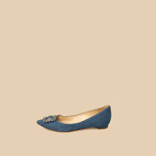 Manolo Blahnik Blue Denim Hangisi Flats 39