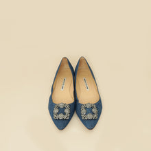 Manolo Blahnik Blue Denim Hangisi Flats 39