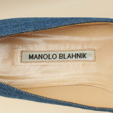 Manolo Blahnik Blue Denim Hangisi Flats 39