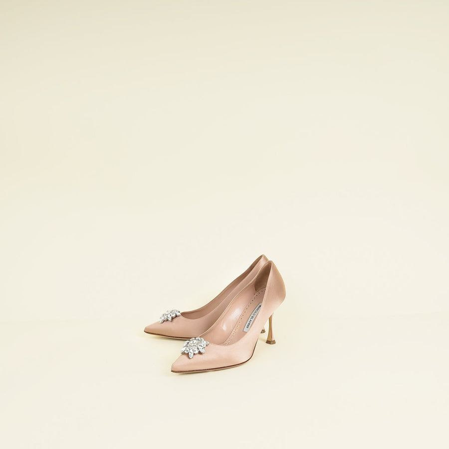 Manolo Blahnik Nude Cassina Satin Pump 39