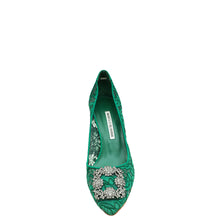 Manolo Blahnik Green Hangisi Lace Embellished Pump 39.5