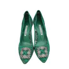 Manolo Blahnik Green Hangisi Lace Embellished Pump 39.5