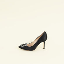 Manolo Blahnik Black Satin Hangisi Pump 35.5