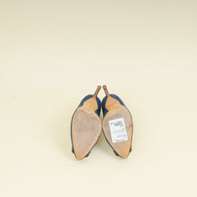 Manolo Blahnik Blue Denim Pearl Embellished Hangisi Pumps 37.5