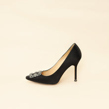 Manolo Blahnik Black Satin Hangisi Pump 38