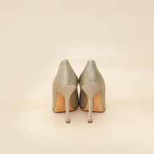 Manolo Blahnik Light Grey Hangisi Satin Embellished Pump 38