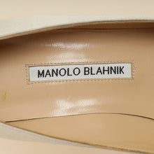 Manolo Blahnik Light Grey Hangisi Satin Embellished Pump 38
