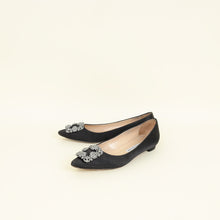 Manolo Blahnik Black Satin Hangisi Flat Ballerina 39