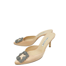 Manolo Blahnik Peach Satin Hangisi Mules 38.5