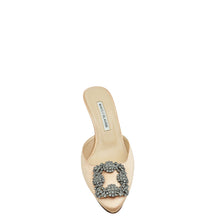 Manolo Blahnik Peach Satin Hangisi Mules 38.5