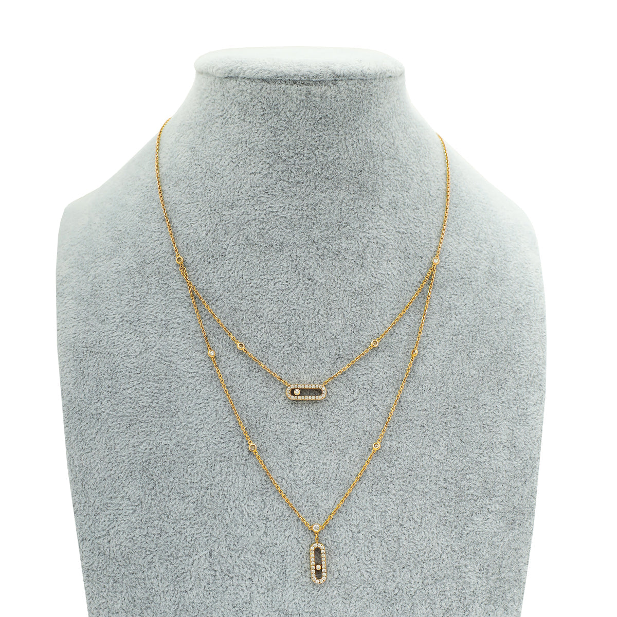 Messika 18K Rose Gold Move Uno 2 Rows Pavé Diamond Necklace