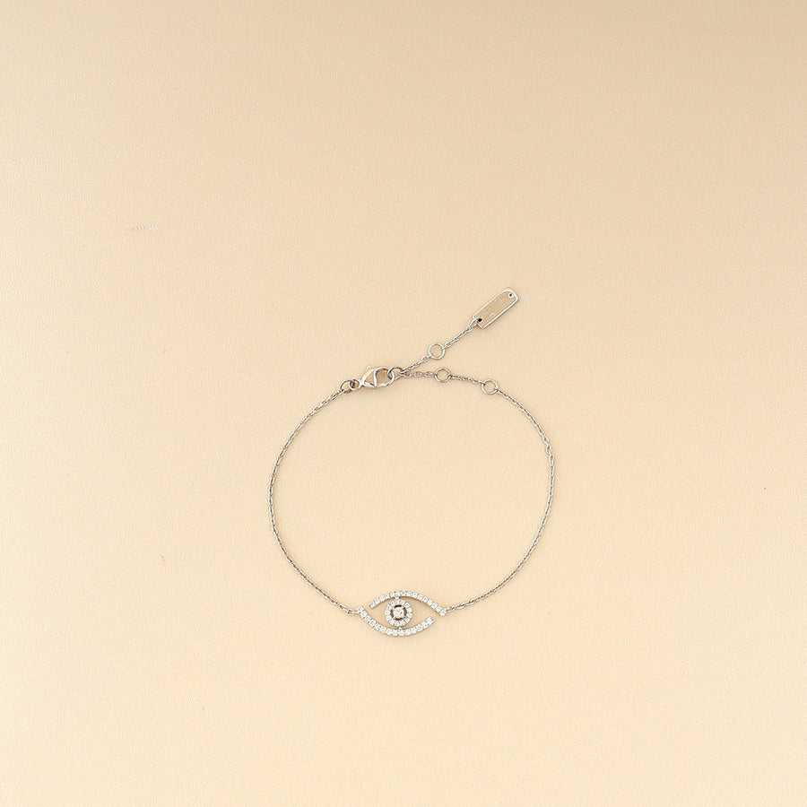 Messika 18K White Gold Lucky Eye Pave Diamond Bracelet
