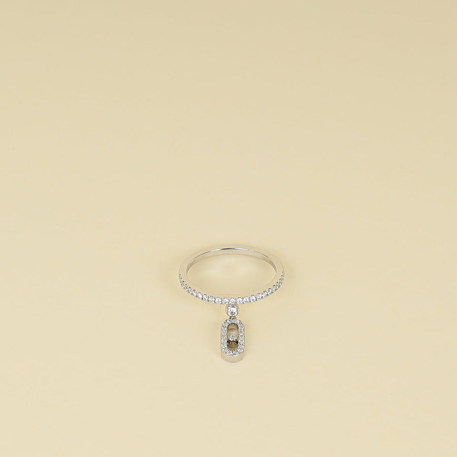 Messika 18K White Gold Diamond Move Uno Pave Drop Ring 53