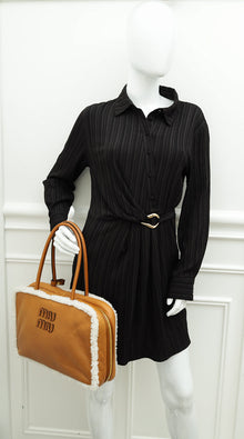 Miu Miu Bicolor Beau Shearling Top-Handle Bag