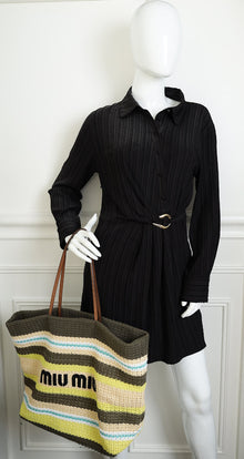 Miu Miu Multicolor Woven Raffia Large Tote Bag