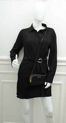 Miu Miu Black Nappa Matelasse Double Zip Crossbody Bag