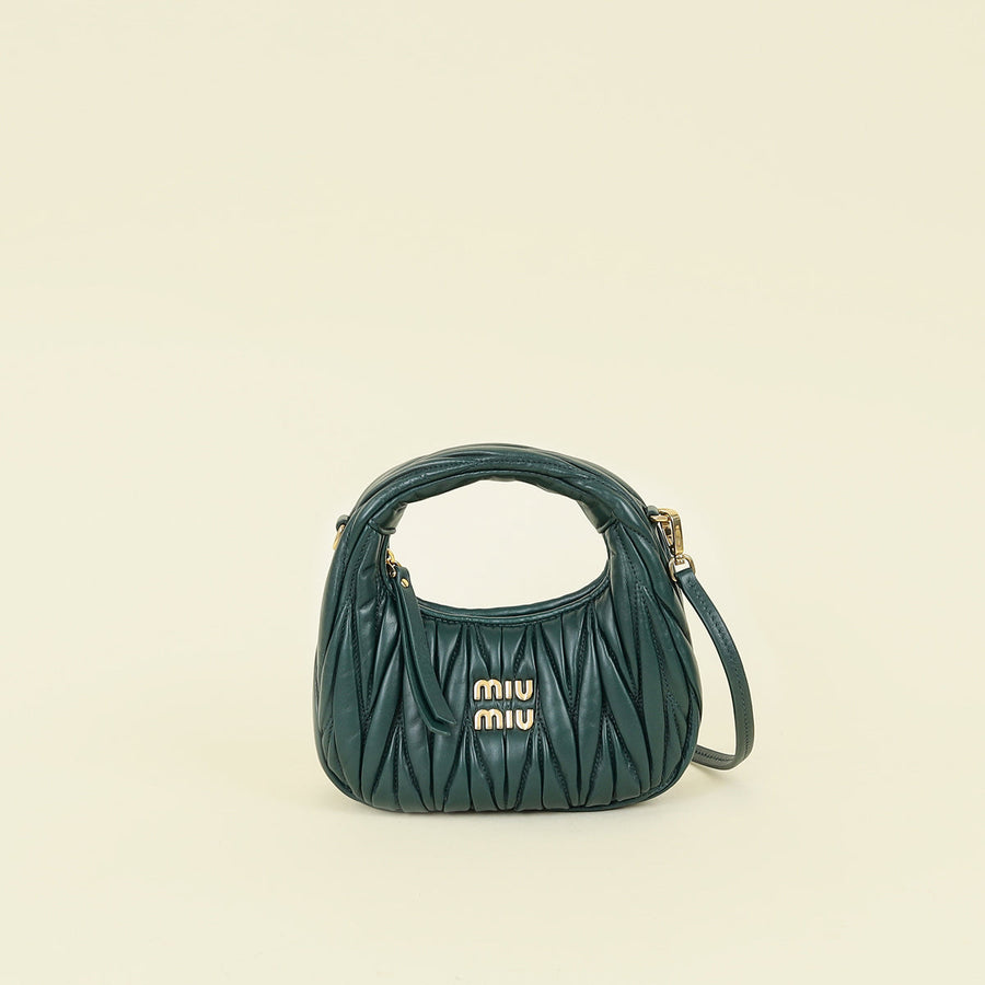 Miu Miu Emerald Green Mini Wander Hobo Bag
