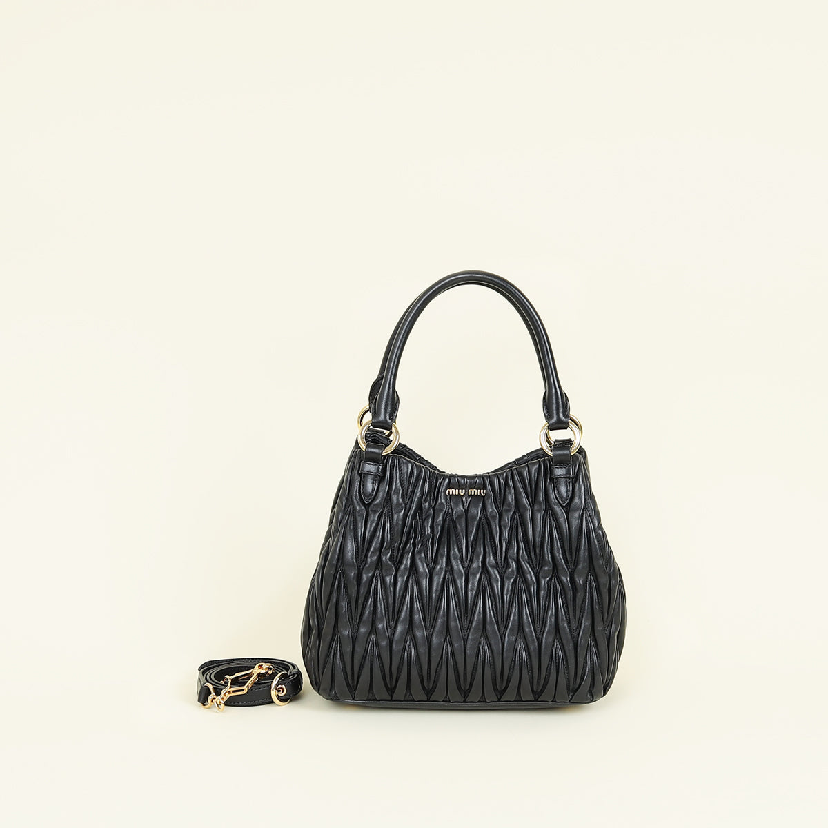 Miu Miu Black Matelasse Tote Bag