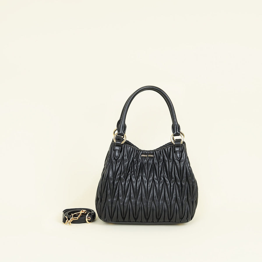 Miu Miu Black Matelasse Tote Bag