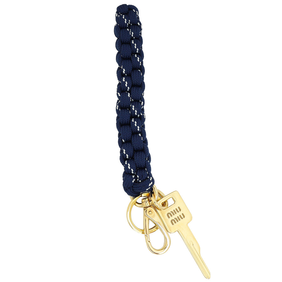 Miu Miu Navy Blue Braided Cord Keychain