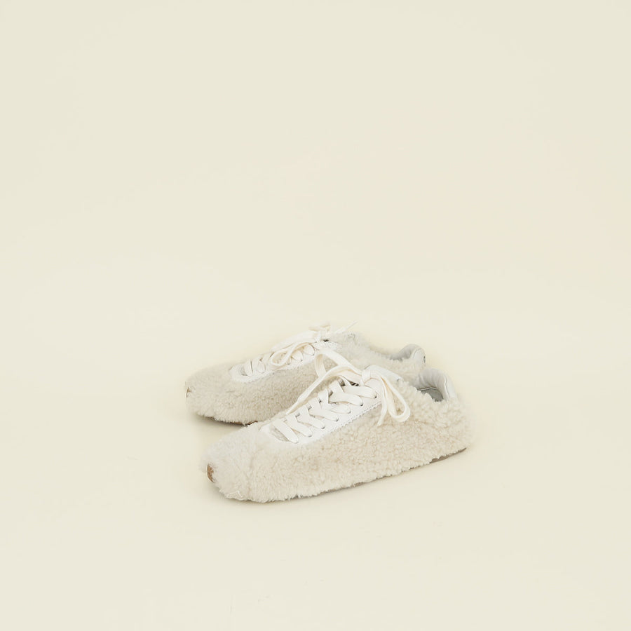 Miu Miu Bicolor Plume Shearling Sneakers 38.5