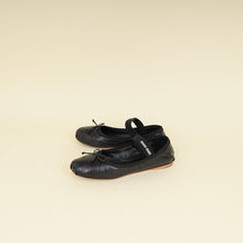 Miu Miu Black Ballerina w/Elastic Logo Strap 37.5