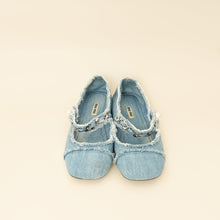 Miu Miu Blue Denim Chain Strap Mary Jane Ballerina 38.5