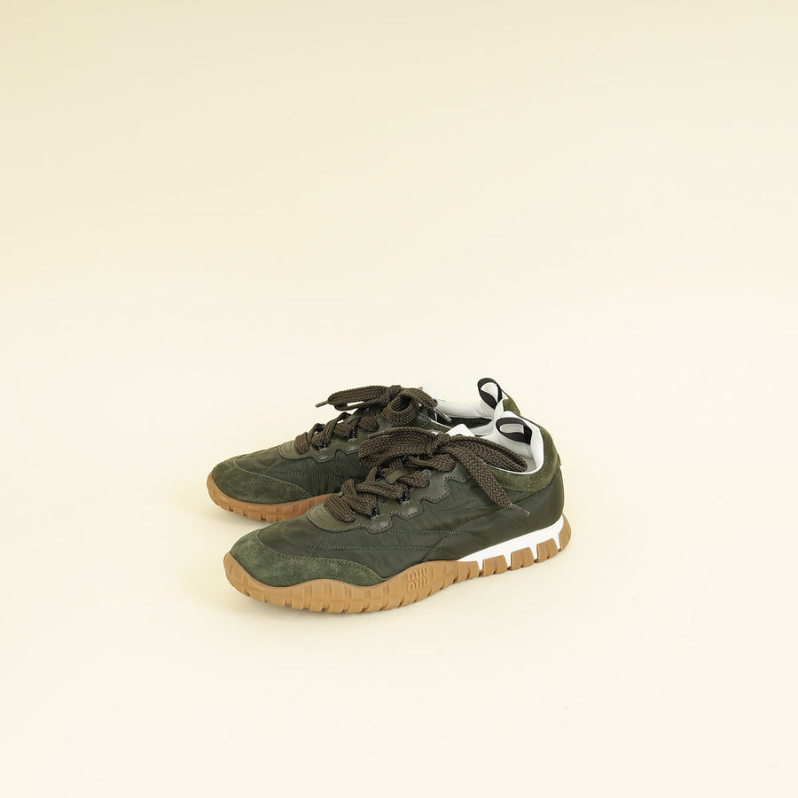Miu Miu Loden Green Tyre Technical Sneakers 38