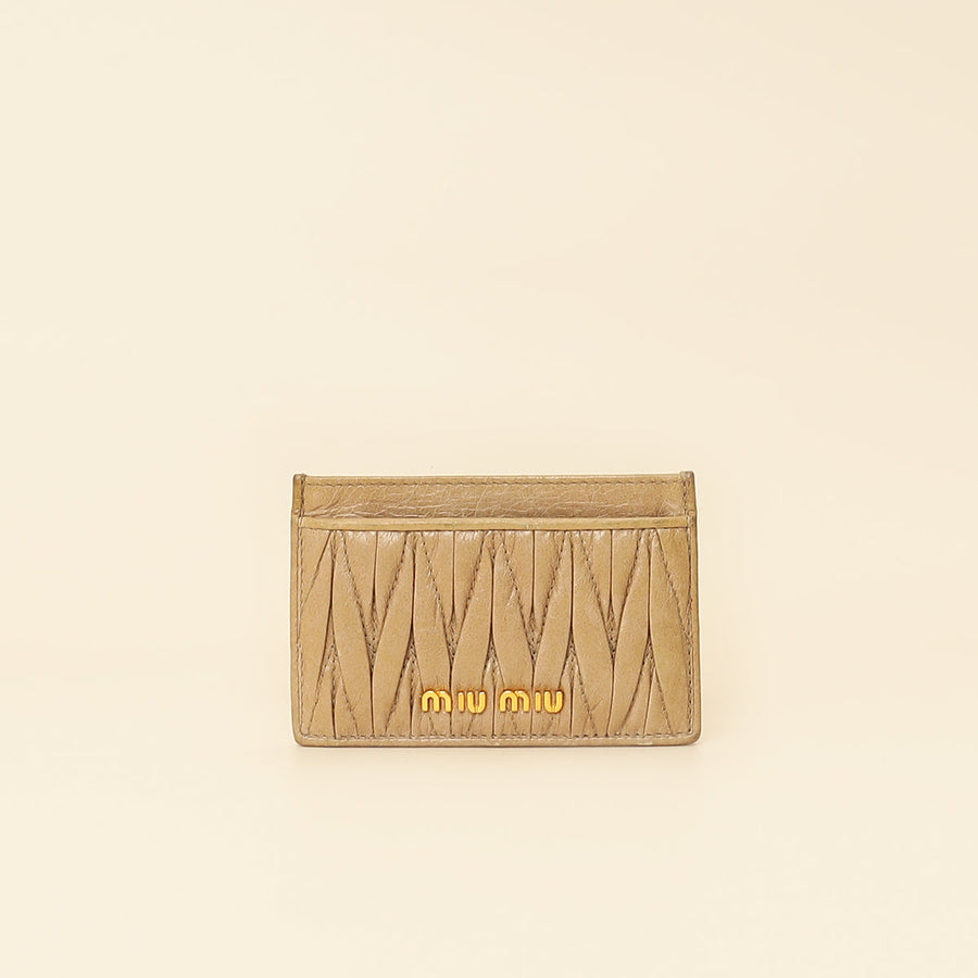 Miu Miu Cammeo Beige Matelassé Card Holder