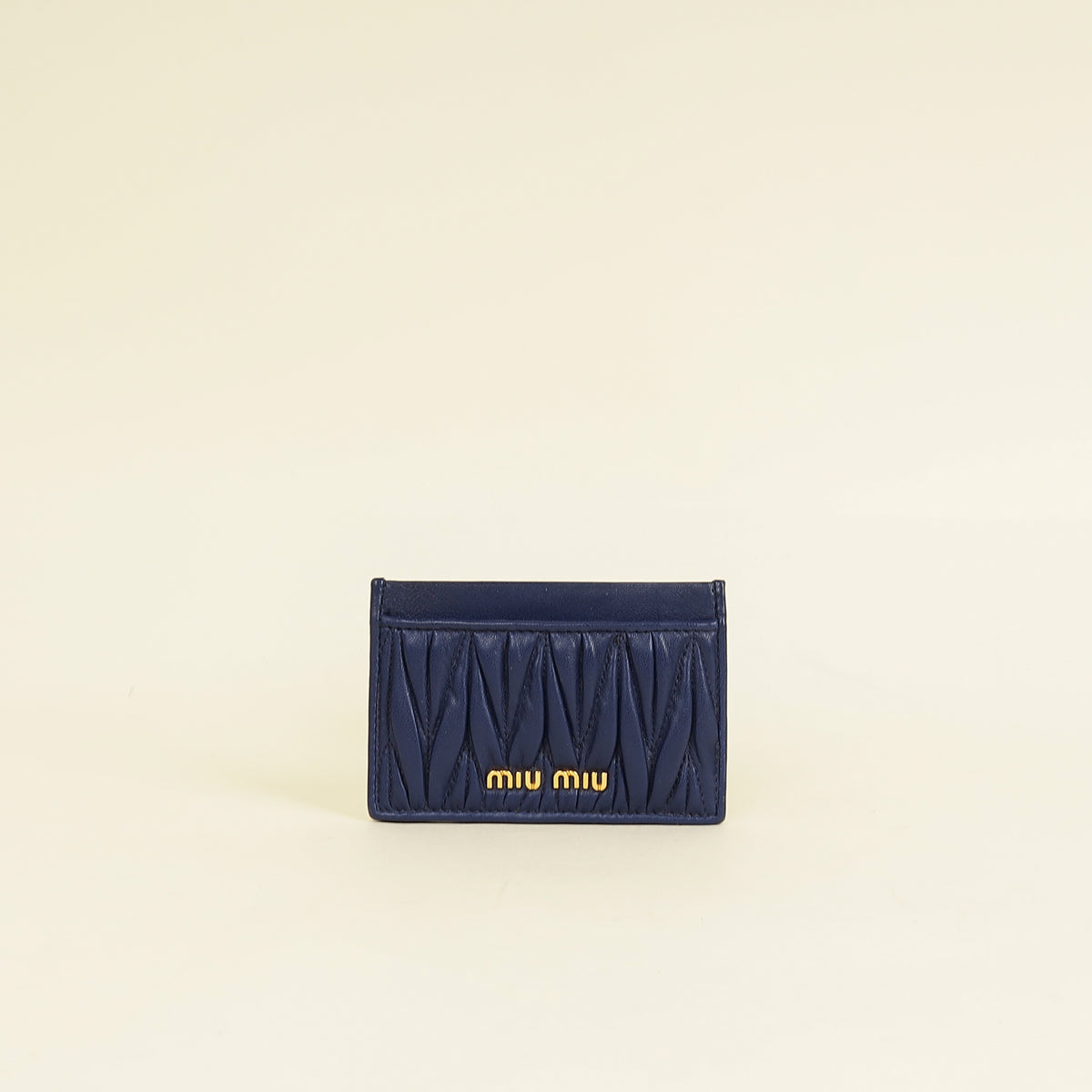 Miu Miu Navy Matelassé Card Holder