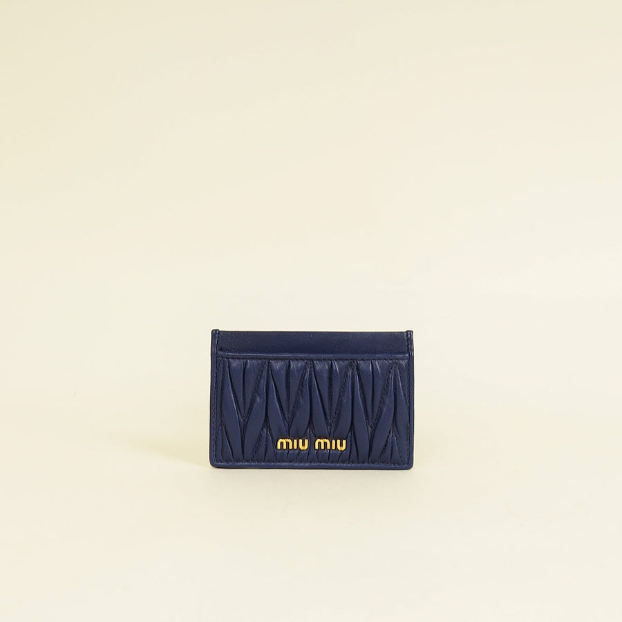 Miu Miu Navy Matelassé Card Holder