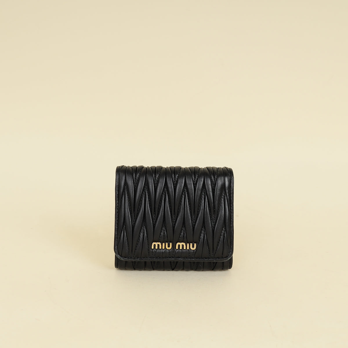 Miu Miu Black Small Matelassé Wallet