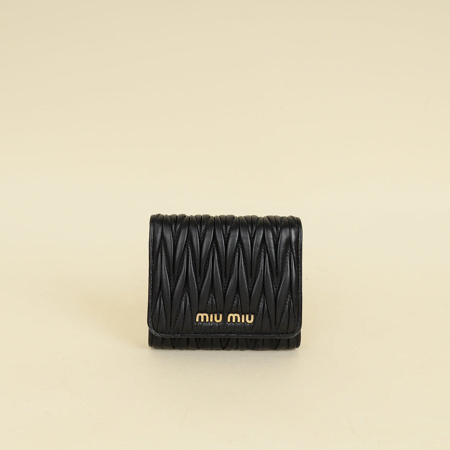 Miu Miu Black Small Matelassé Wallet