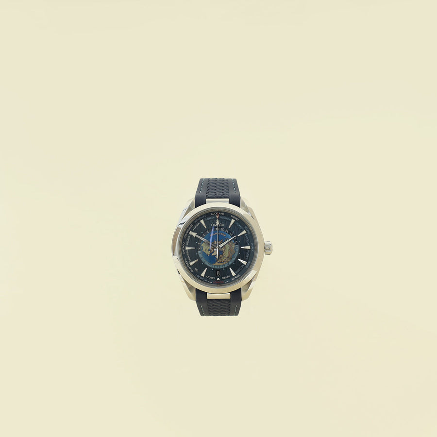 Omega Stainless Steel Worldtimer Seamaster Aqua Terra 150M Self Winding 43mm Watch