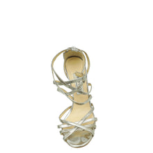 Jimmy Choo Metallic Silver Cross Ankle Strap Sandals 40