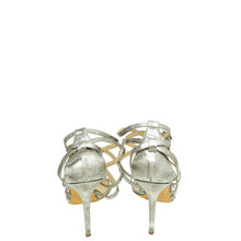 Jimmy Choo Metallic Silver Cross Ankle Strap Sandals 40
