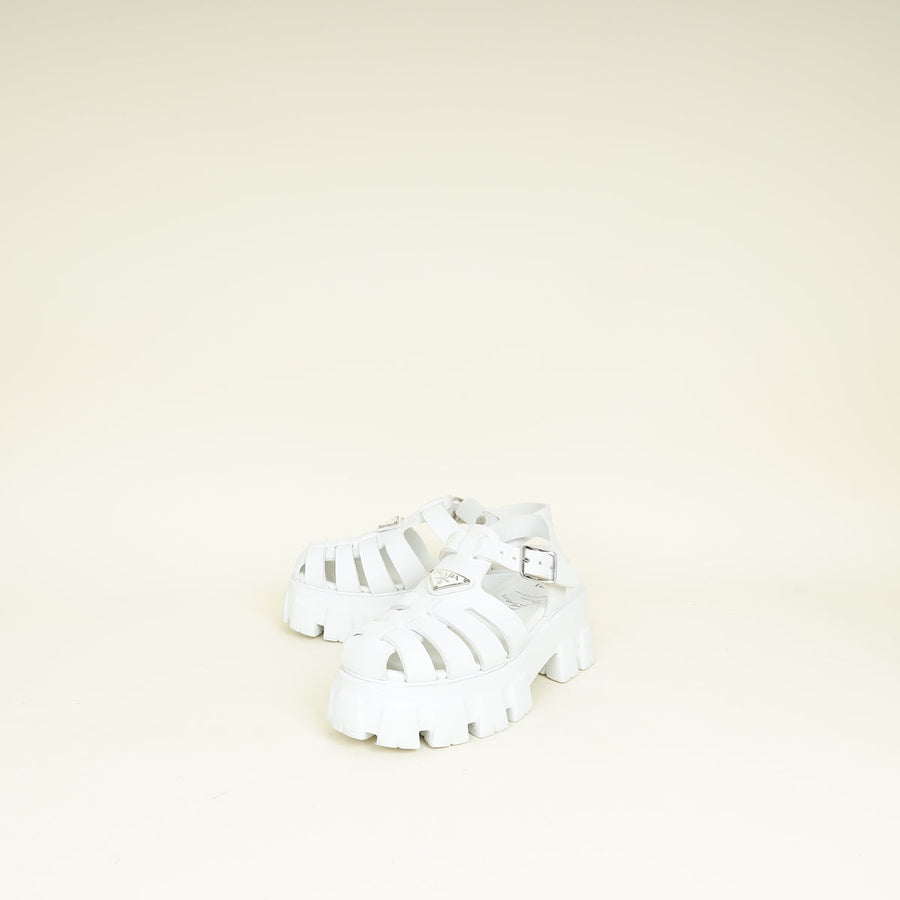 Prada White Logo Foam Rubber Sandal 37