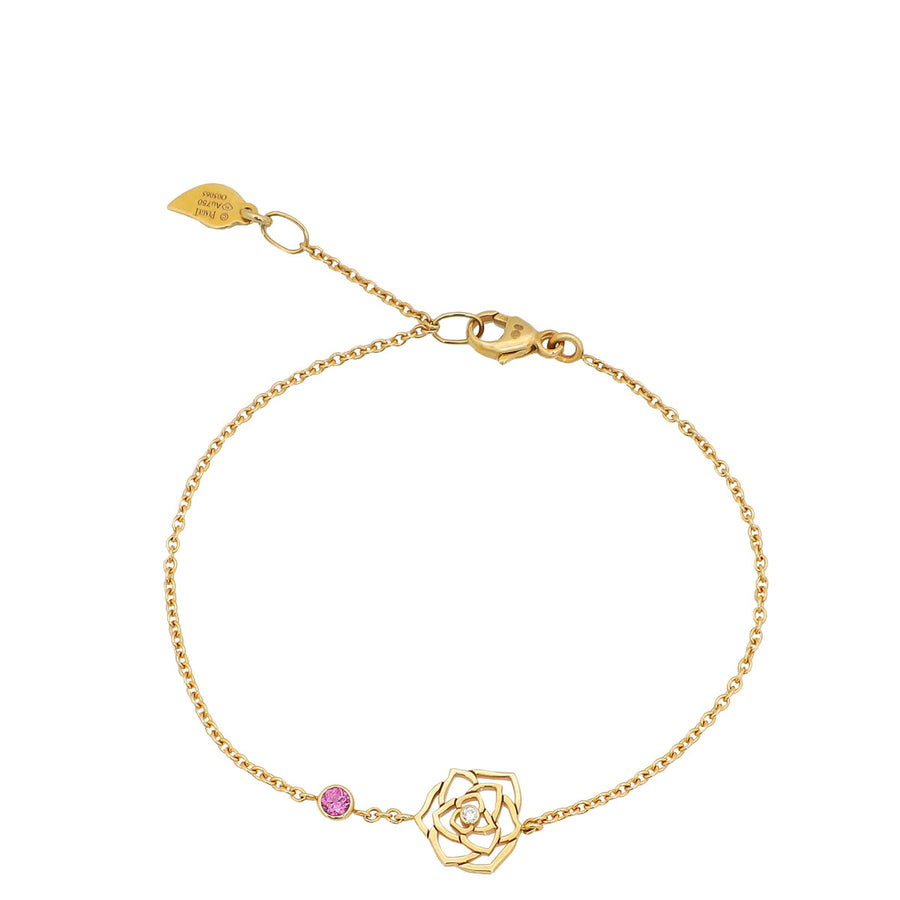 Piaget 18K Rose Gold Diamond Sapphire Rose Bracelet