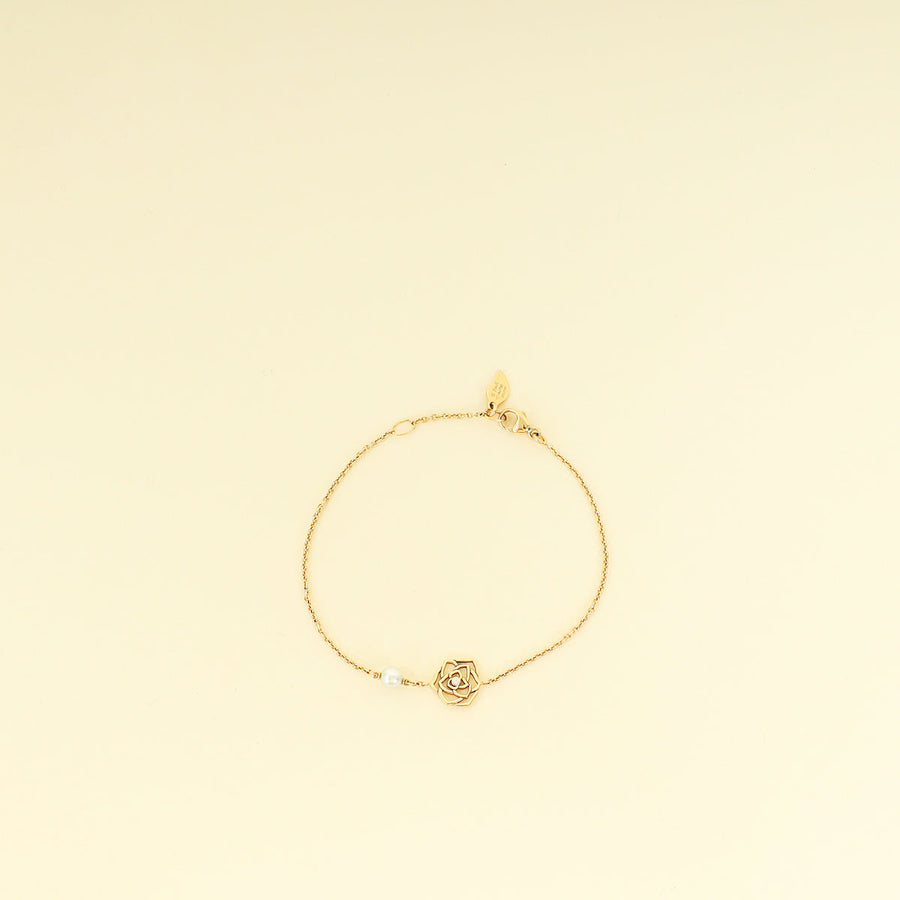 Piaget 18K Rose Gold Rose Pearl Diamond Chain Bracelet