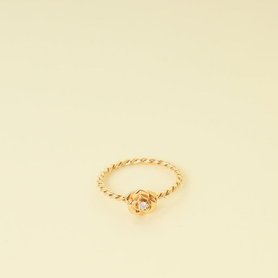 Piaget 18K Rose Gold Rose Diamond Ring 52