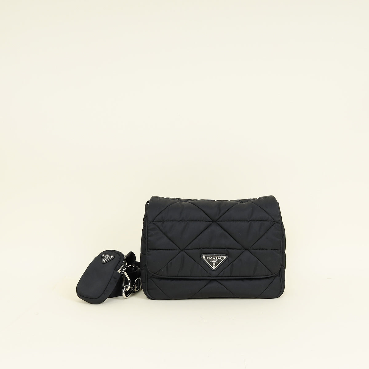 Prada Black Padded Re-Nylon Shoulder Bag