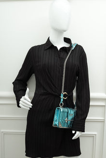 Prada Aqua Blue Metallic Snakeskin Cahier Shoulder Bag