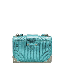 Prada Aqua Blue Metallic Snakeskin Cahier Shoulder Bag