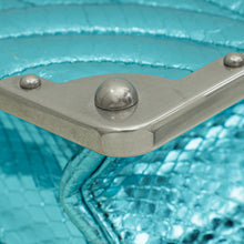 Prada Aqua Blue Metallic Snakeskin Cahier Shoulder Bag