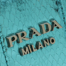 Prada Aqua Blue Metallic Snakeskin Cahier Shoulder Bag